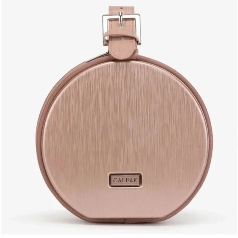 Calpak mini hatbox in rose gold